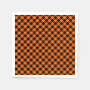 Black and Orange Plaid Napkins