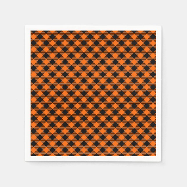 Black and Orange Plaid Napkins (Front)
