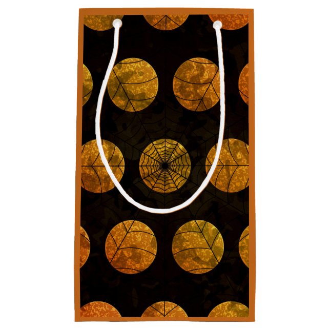 Black and orange polka dot spiderweb gift bag (Front)