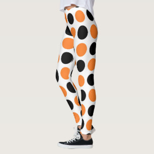 Black and Orange Polka Dots Leggings