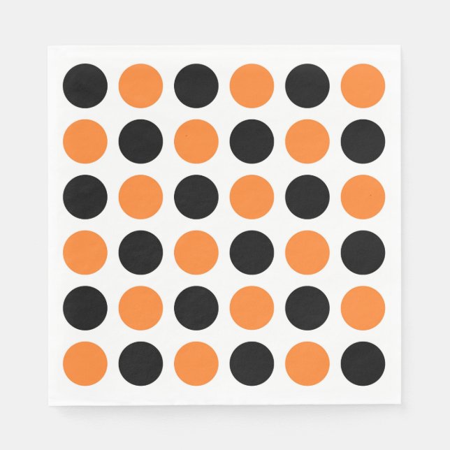 Black and Orange Polka Dots Napkin (Front)