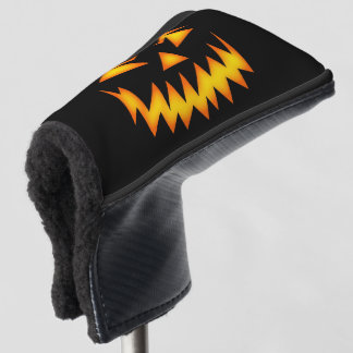 Black and Orange Scary Pumpkin Halloween Golf Head Cover