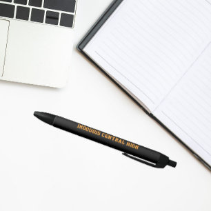 Black and Orange School Colours and Name Ink Pen