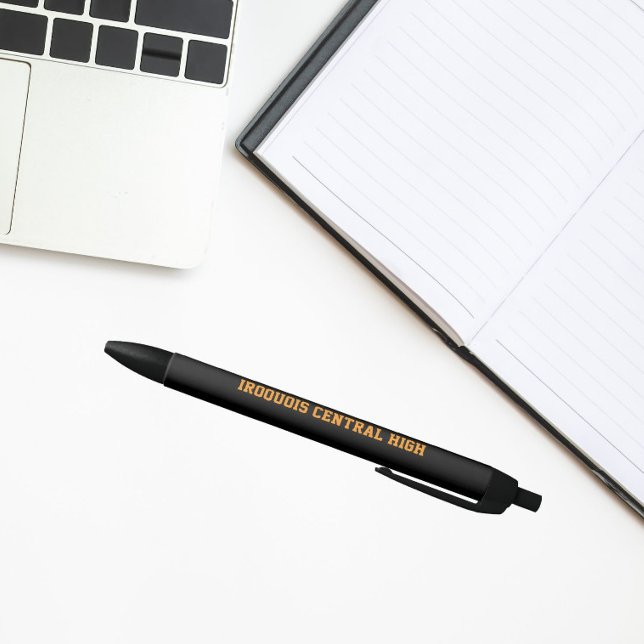 Black and Orange School Colours and Name Ink Pen (In Situ)
