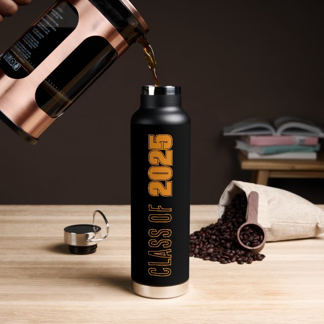 Black and Orange School Colours Class Year Water Bottle (Coffee)