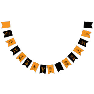Black and Orange School Colours Graduation Bunting