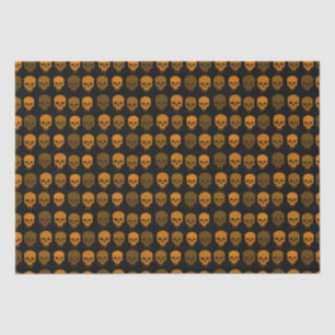 Black and Orange Skull Print Halloween Tissue Paper