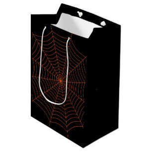 Black and orange spider web Halloween pattern Medium Gift Bag