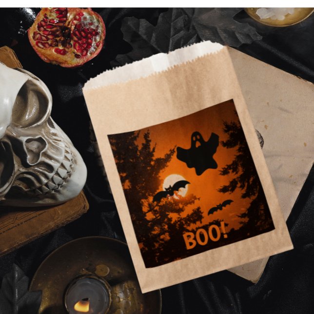Black and Orange Spooky Halloween Night Scene Favour Bags (Halloween)