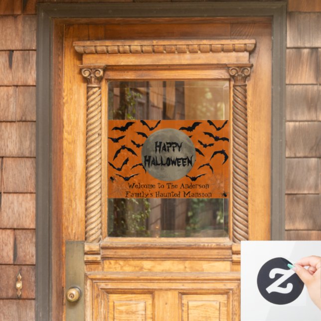 Black and Orange Spooky Typography Happy Halloween (Home Door)