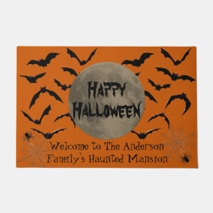 Black and Orange Spooky Typography Happy Halloween Doormat