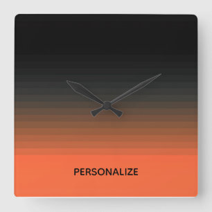 Black and Orange Square Wall Clock