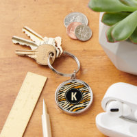 Black and Orange Tiger Pattern Monogram