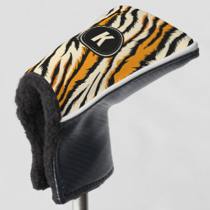 Black and Orange Tiger Stripes Monogram Golf Head Cover