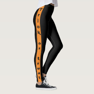 Black and Orange Trick or Treat Halloween Leggings
