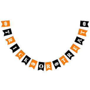 Black and Orange Trick or Treat Halloween Party Bunting