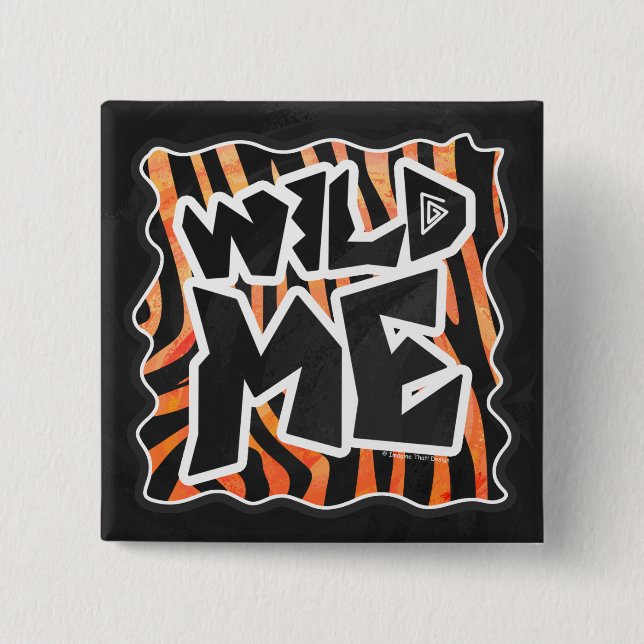 Black and Orange Wild Me Zebra 15 Cm Square Badge (Front)