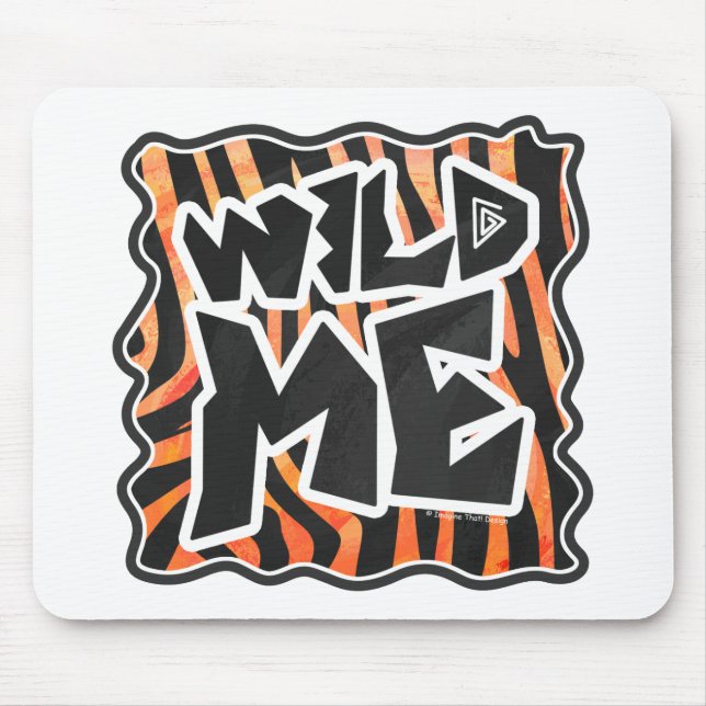Black and Orange Wild Me Zebra Mouse Pad (Front)