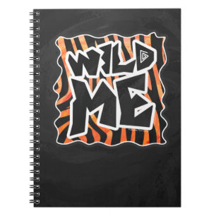 Black and Orange Wild Me Zebra Spiral Notebook
