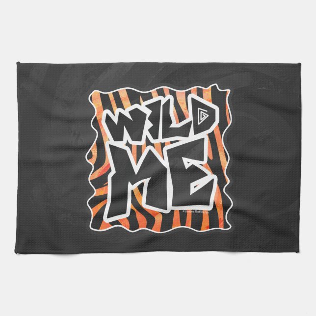 Black and Orange Wild Me Zebra Tea Towel (Horizontal)