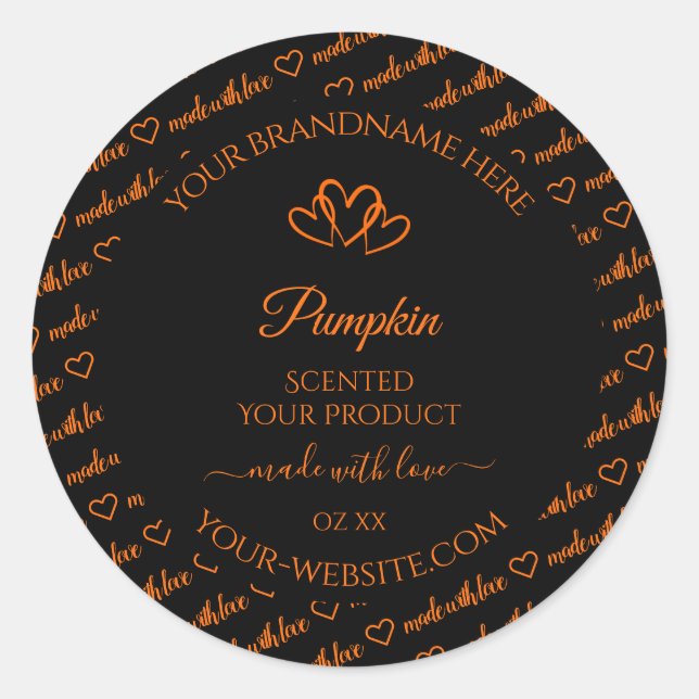 Black and Orange Word Cloud Product Labels Hearts (Front)