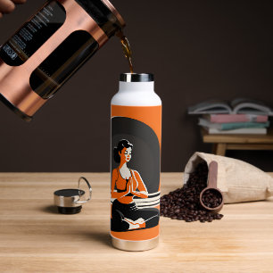 Black and Orange Yoga Water Bottle