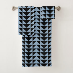 BLACK AND PALE BLUE COLLECTION 4 BATH TOWEL SET