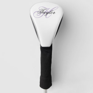 Black and Pale Purple Fancy Monogram Golf Head Cover
