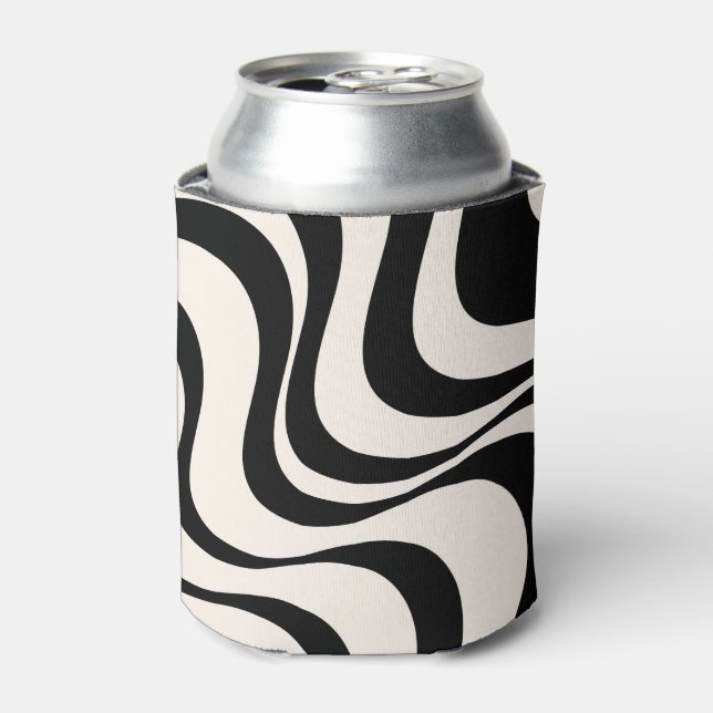 Black and pastel modern retro waves design  can cooler (Can Front)