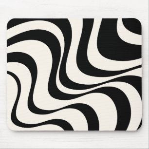 Black and pastel modern retro waves design  mouse pad