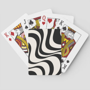 Black and pastel modern retro waves design  playing cards