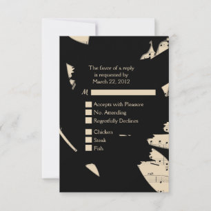 Black and Peach Abstract Music RSVP w Menu Choice