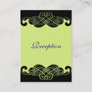 Black and Pear Green Scrolls Reception Card