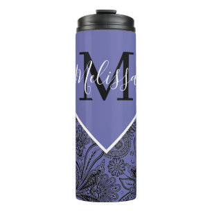 Black and peri paisley thermal tumbler