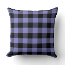 Black and Periwinkle Buffalo Plaid Pattern Throw P