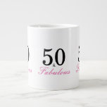 Black and Pink 50 and Fabulous 50th Birthday Large Coffee Mug<br><div class="desc">Simple modern 50 and Fabulous typography design with hot pink and black text. Celebrate turning 50 in style with this elegant fiftieth birthday design.</div>