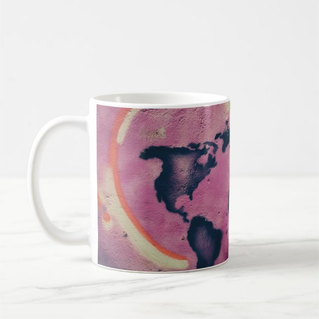 Black and pink abstract art coffee mug (Left)