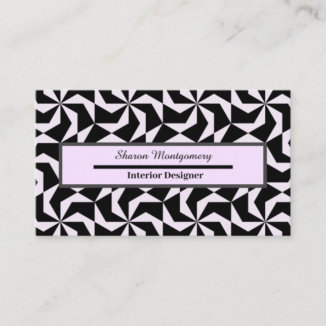 Black and Pink Abstract Geometric Hexagon Business Card (Front)