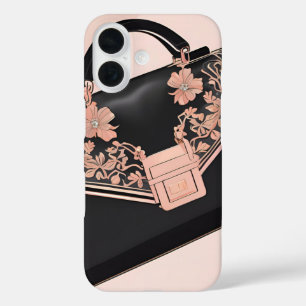 Black and pink AI art iPhone 16 Case