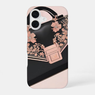 Black and pink AI art iPhone 16 Case