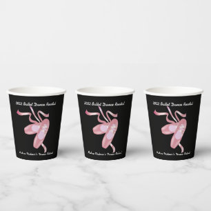 Black and Pink Ballet Toe Shoes Dance Reception Paper Cups