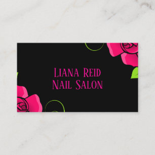 Black and pink business card with flowers
