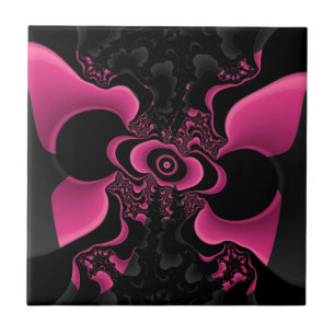 Black and Pink Butterfly Fractal tile