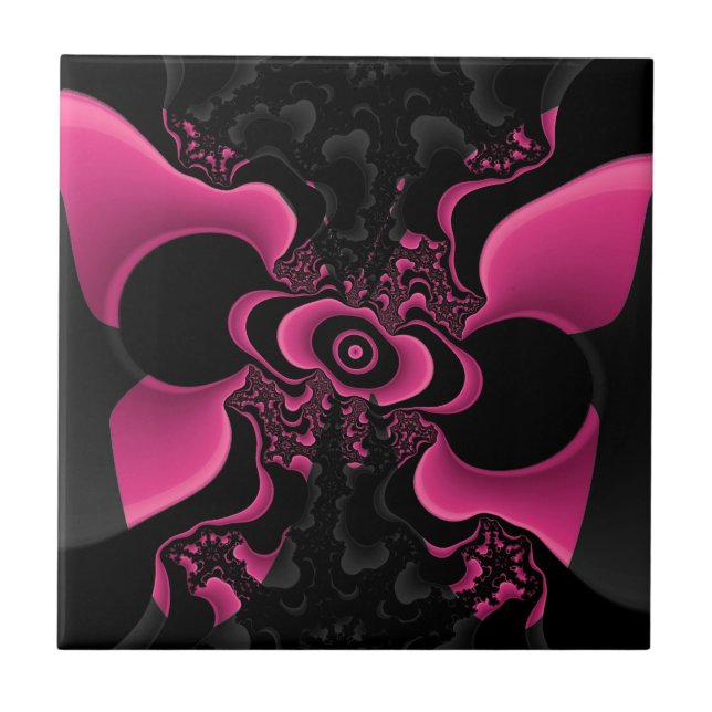 Black and Pink Butterfly Fractal tile (Front)