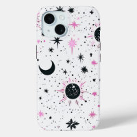 Black and Pink Celestial Sun Moon Stars