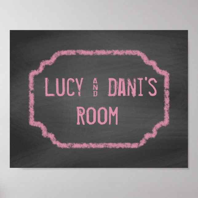 Black and Pink Chalkboard Roommates Wall Art (Front)