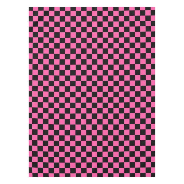 Black and pink chequerboard pattern tablecloth (Front)