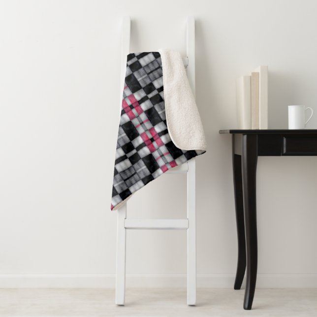 Black and Pink Chequered Blanket (In Situ)