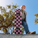 Black and Pink Chequered Print Skateboard<br><div class="desc">Black and pink chequerboard print</div>