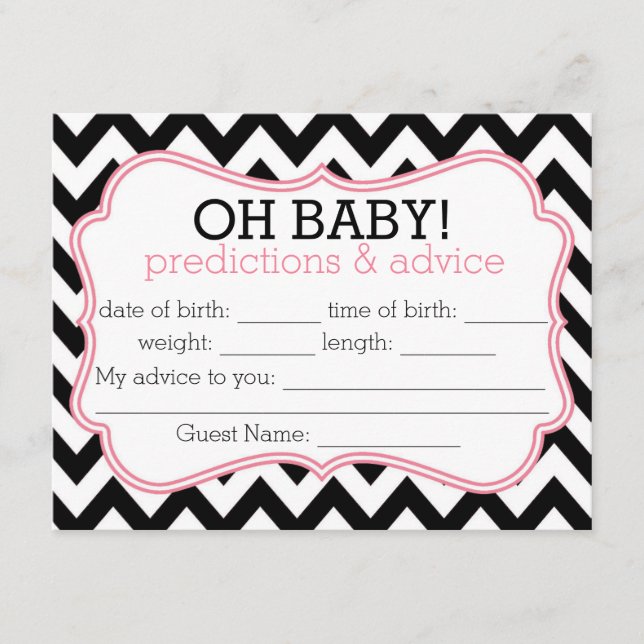 Black and Pink Chevron Predictions & Advice Card (Front)